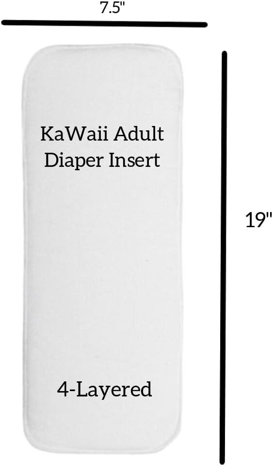 Kawaii Adult Reusable Cloth Diaper - Large Waterproof Incontinence Underwear with Super Absorbent Insert - Leak Proof Protection for Teen/Adult, Gray