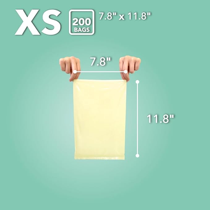 BOS Odor-Sealing Dirty Diaper Trash Bags - Scent & Smell Free, Cream Yellow, Pack of 2, X-Small