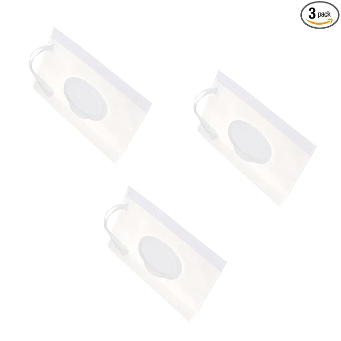 3 Pcs White Baby Wipe Case Travel Holder Keeps Wipes Moist Set of Wet Wipes Holders Cases Portable Travel On The Go Refillable Dispenser Container Diaper Wipe Holders Travel Wipes Case