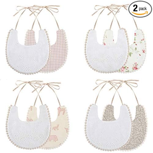 Baby Bib For Girls,Reversible Waterproof Handmade Natural Cotton Baby Drool Bib 0-12 months 4 Pack (floral mult-9, 0-12 months)
