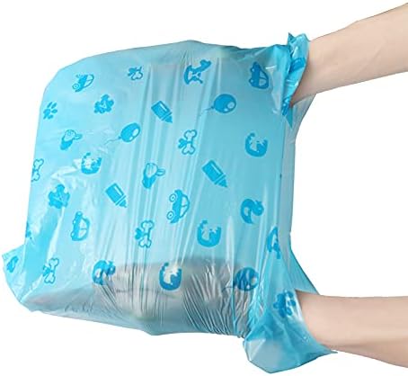 Disposable Diaper Bags with Easy-Tie Tabs, 200 Count Degradable Diaper Trash Bags or Pet Waste Bags, With Cute Pattern Unscented Biodegradable Diaper Sacks