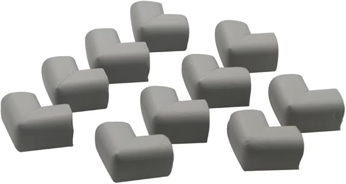 WONDERLAND Soft Rubber Foam Corner Protector Guards for Baby, Furniture Corner Guard, Edge Safety Bumpers, 3M Adhesive Pre-Taped (White/Brown, 10 Corners) (Coffee) (Gray)
