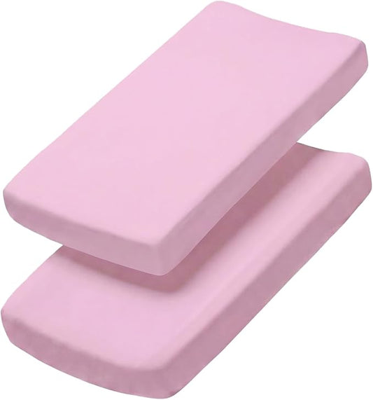 Changing Pad Cover - Pack of 2 Soft Unisex Diaper Change Microfiber Table Sheets - Fits 32"x16" Contoured Pad - Changing Pad Cover for Baby Boys & Girls - Snug, Machine Washable - Oeko-Tex, Pink Duo