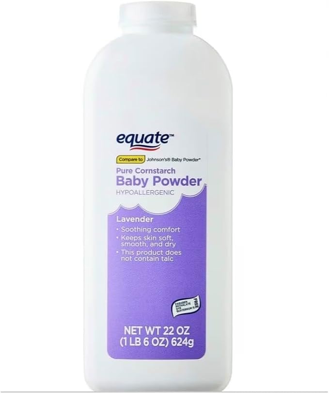 Equate Pure Cornstarch Baby Powder with Lavender and Chamomile-Talc-Free(Pack 2, 22 Oz.)