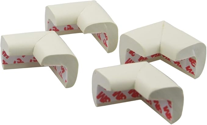 WONDERLAND Soft Rubber Foam Corner Protector Guards for Baby, Furniture Corner Guard, Edge Safety Bumpers, 3M Adhesive Pre-Taped (White/Brown, 10 Corners) (White)