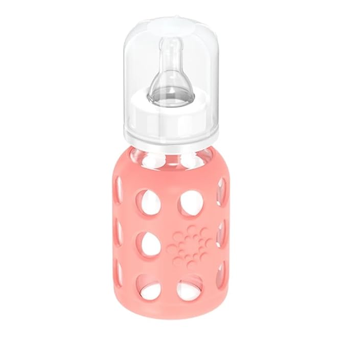 Lifefactory Glass Baby Bottle BPA Free | Protective Silicone Sleeve | 4 oz Pack of 3 | Lavender, Mint, Cantaloupe