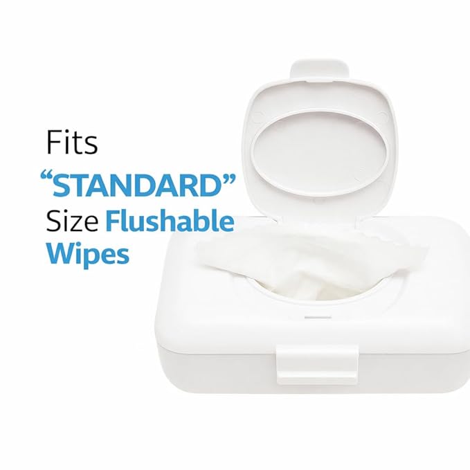 Loo Discreet Flushable Wipes Dispenser – Fits Standard Size Flushable Wipes Only – No-Drill Suction Mount Bathroom Holder with Lid for Toilet Tank, Tile, or Mirror