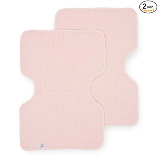 Little Unicorn Ultra-Absorbent Premium Burp Cloth 2 Pack | Soft on Baby's Skin | Larger Size | Ergonomic Design | Set of 2 (Light Pink)