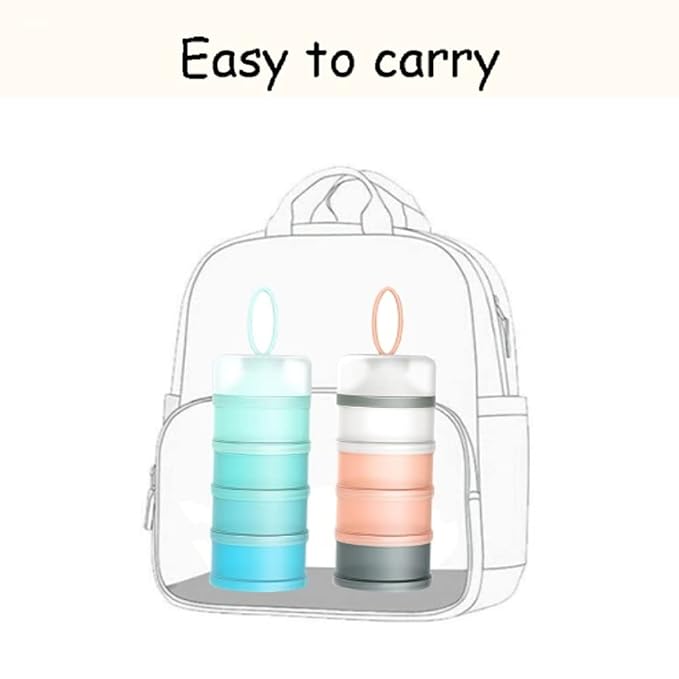 4-Piece Twist Lock Snack Storage Container, Non-Spil Portable and Stackable Storage Travel Container for Protein Powder Formula Nuts and Fruit, BPA Free Durable Plastic Snack Containers