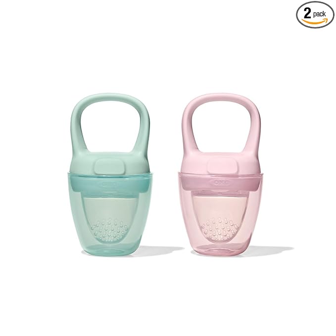 OXO Tot Silicone Self-Feeder 2 Pack - Opal and Blossom