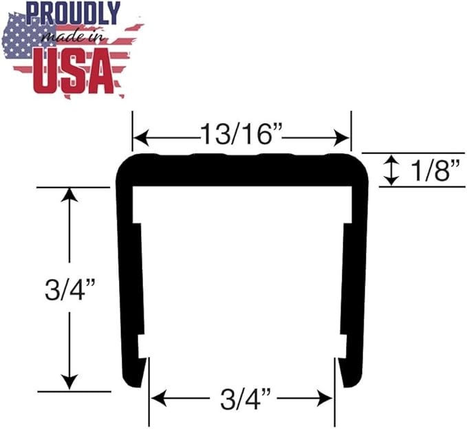 Outwater Black Finish 3/4", "No Bow Aluminum U-Channel U-Channel 46" Length (Pack of 2)