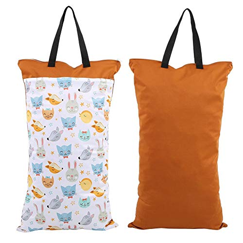 Large Hanging Wet/Dry Pail Bag for Cloth Diaper,Inserts,Nappy, Laundry with Two Zippered Waterproof,Reusable(EF160)