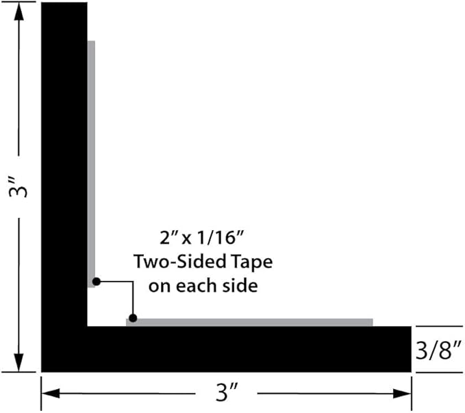 Outwater White 3" X 3" Styrene Angle with Adhesive on Both Sides, 4FT, Heavy-Duty Wall Corner Protector