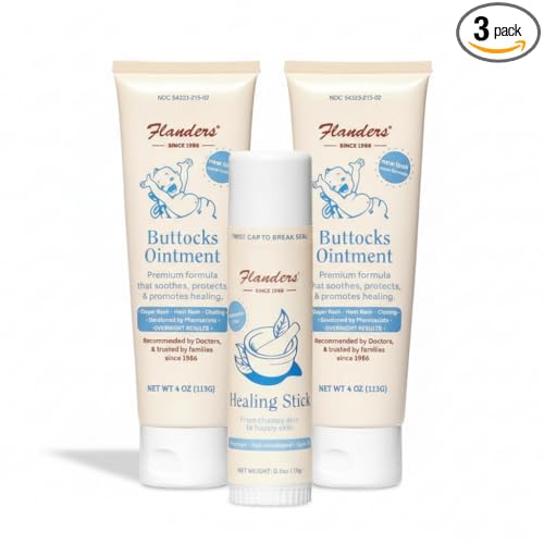 Flanders Skin Relief Bundle – 2 Tubes of Buttocks Ointment and 1 Stick of Healing Balm, Pharmacist Developed, Safe for Sensitive Skin, Made in USA