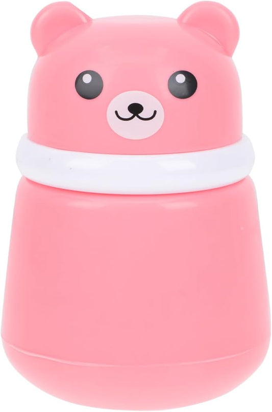 FOMIYES Cartoon Bears Baby Powders Puff Box, Pink Large-Capacity Powder Container with Sponge Puff, Safe and Gentle Design for Baby'S Skin, Portable for Home and Travel Use