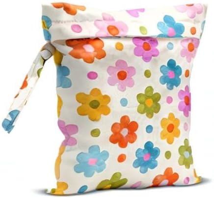Wet Bag, Wet Dry Bag, Wet Bag for Swimsuit, Travel, Beach, Pool, Diapers, Dirty Yoga Gym Clothes, Makeup Bag, Waterproof Flower Face Hippie Decor