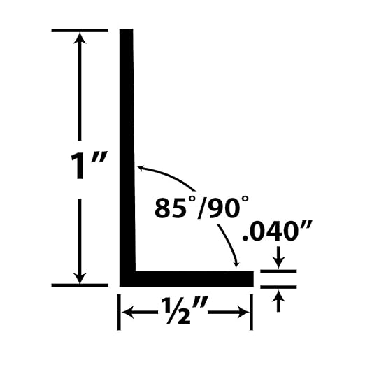 Outwater Plastics 1920-Bk Black 1 Inch X 1/2 Inch X 3/64 (.04) Inch Thick Styrene Angle Plastic Angle Moulding 46 Inch Lengths (Pack of 3)