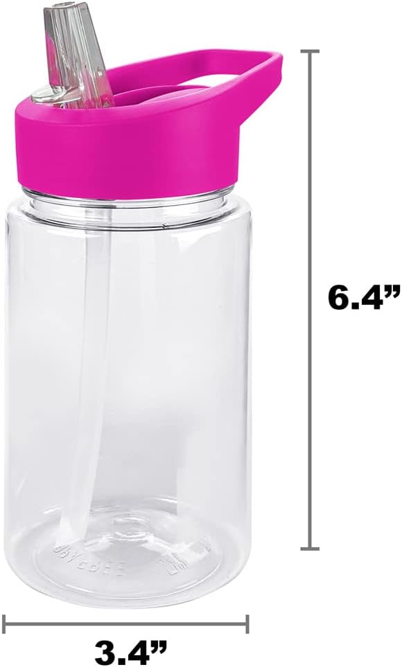 LOGOVISION Care Bears Kids Tritan Plastic Water Bottle with Straw Lid and Handle, Reusable Tumbler for Toddlers, Unisex for Girls and Boys, 12oz, Funshine Bear Belly Pattern