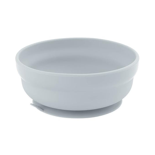 Bumkins Baby Bowl, Silicone Suction, for Babies, Toddlers and Kids, Baby Led Weaning, Feeding Essentials, Platinum Silicone, Non Skid Sticky Bottom, Supplies for Children Ages 6 Months Up, Gray