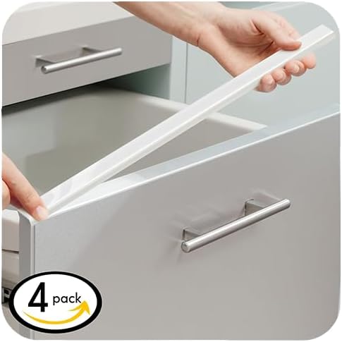 Cabinet Protectors for Kitchen Cabinets, White Cabinet Door Protector Trash Drawer Protector Edge Guard, Plastic Slip on Protectors for Cabinets– 3/4" Thick, 18" Length