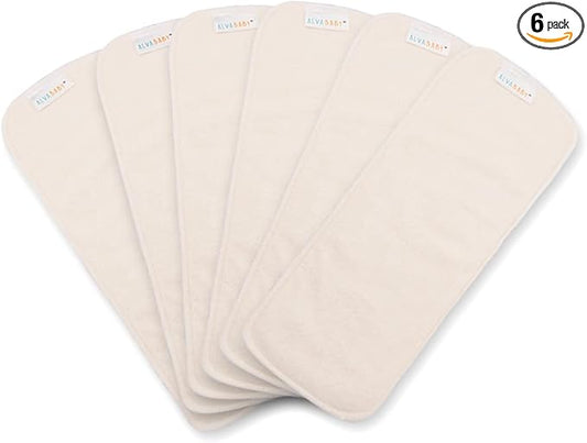 ALVABABY 6PCS Cloth Diaper Inserts 4-Layers Super Soft Inserts for Cloth Diapers Covers 6MB