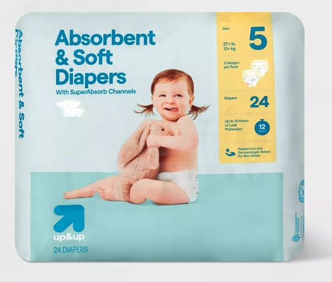 Disposable Diapers - (Size N - 162ct) up&up (Size-5, 24.0, Count)