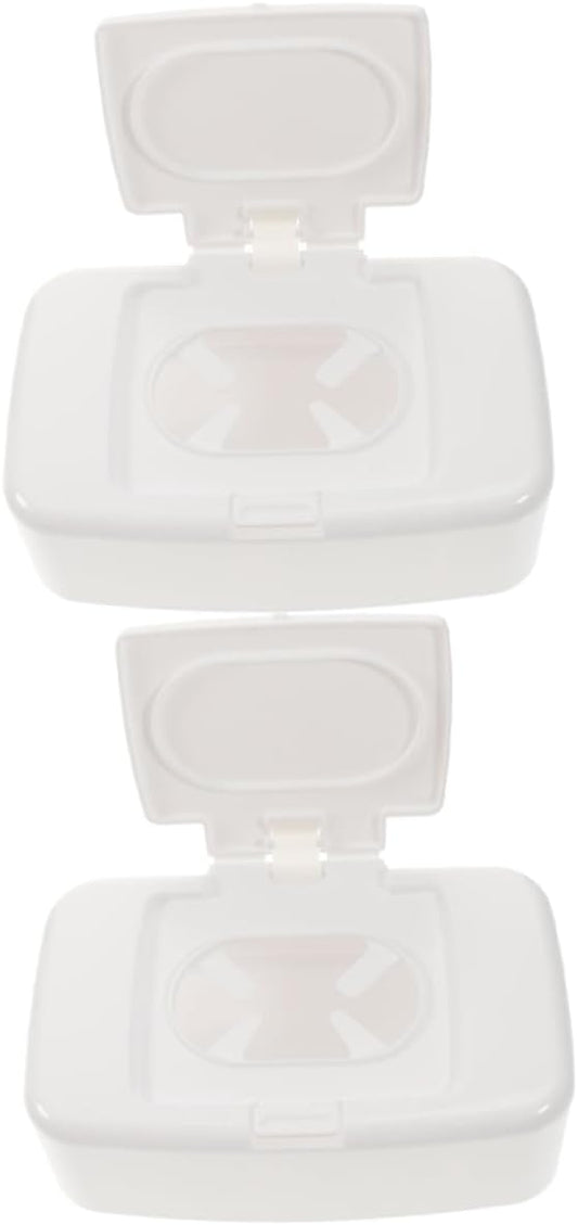 Refillable Wipe Holder with Button Lid Portable Tissue Dispenser Box for Baby Care Travel Bathroom Compact 6.69X4.13X2.36 Inch Fresh Wipes Storage Case