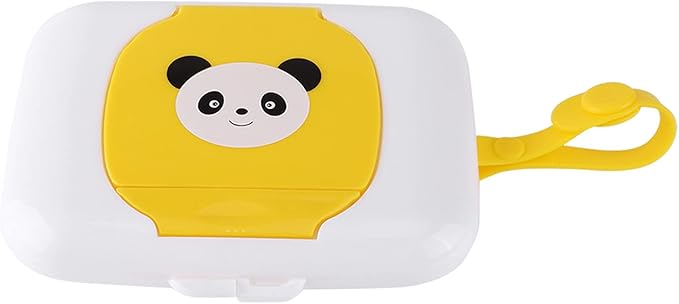 Baby Wipes Dispenser Box with Yellow Panda Design, Tissue Storage Container for Fresh Wet Wipes