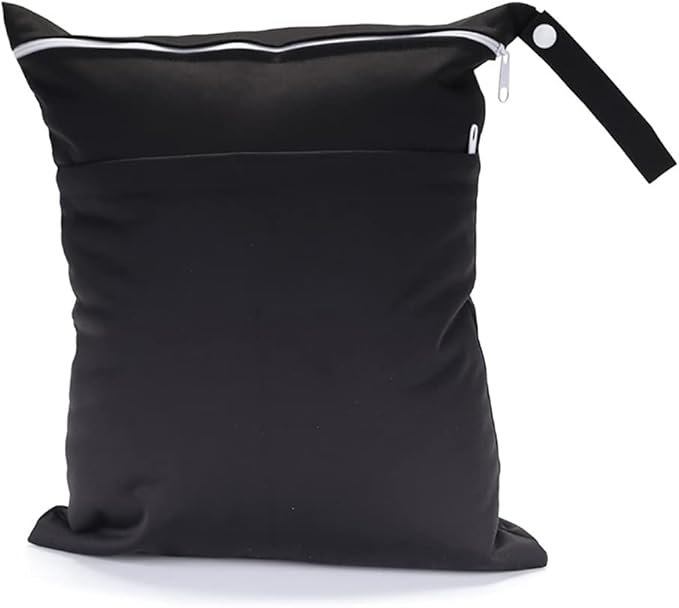 2 Pcs Wet Dry Bags for Baby Cloth Diapers Mommy Bags Waterproof Reusable with Two Zippered Pockets Yoga Gym Bag for Swimsuits or Wet Clothes