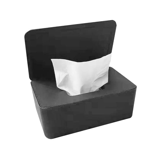 Baby Wipe Holder, Keeps Diaper Wipes Fresh, Easy Open & Close Wipe Container (Black)