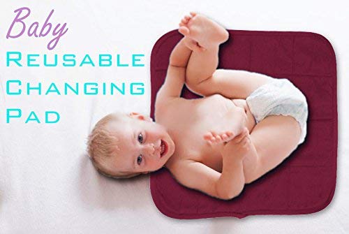 Comfort Finds Baby Changing Pad – Absorbent Reusable Diaper Changing Mat - Portable Waterproof Toddler Changing Liner (Burgundy, 3 Pack)