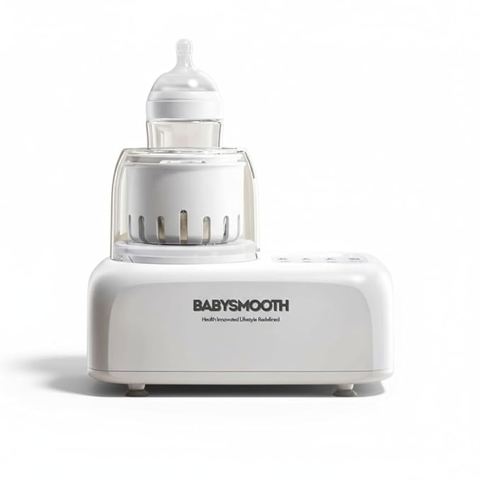 Bottle Warmer & Mixer, Babysmooth Waterless Baby Bottle Warmer with Silent Shake, Fast Heat, Night Light for Nighttime Feeding, One-Touch Easy Use, Adjustable Temperature & Time, Thaw & Keep Warm