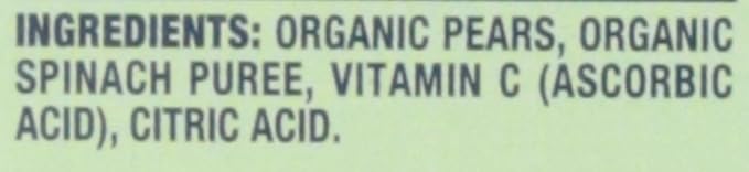 Gerber 2nd Foods Organic, Pear Spinach (6 Count, 3.5 Oz Each)