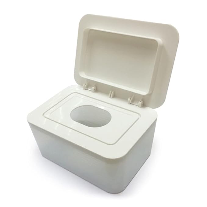Clear Wet Wipes Box, Wet Dry Tissue Box Cover Holder, Facial Tissue Storage Box Baby Wipes Fresh Dispenser with Lid Seal Dust-Proof for Home Office (White)