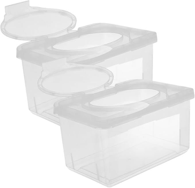 2pcs Wipes Box Clear Container with Lid Plastic Face Mask Dust Mask Wipes Pouch Case Wipe Dispenser Refillable Wipes Dispenser Holder Pp Toilet Wipes Holder Filling