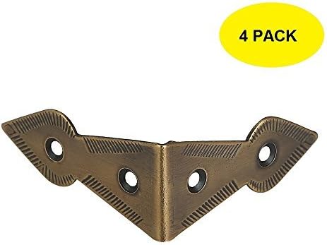 Set of 4 Brass 90 Degree Spade Trunk Corners, Antique Brass Finish, Edge Guard Table Cabinet Protector, Solid Metal Furniture Decor, Decorative Corner Brackets
