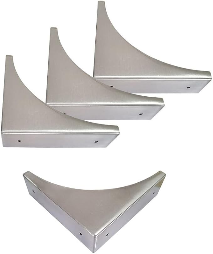 4PCS Table Corner Protectors, Corner Guard, Brushed Silver Decorative Metal Corner Protector Edge Safety Guard for Boxes,Barn Door,Wood Frame,Desk,Furniture Corner Guard Hardware Accessories (Silver)