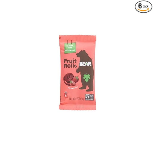 Bear Apple-Pear Strawberry Fruit Rolls, 0.7 oz (Pack of 6)