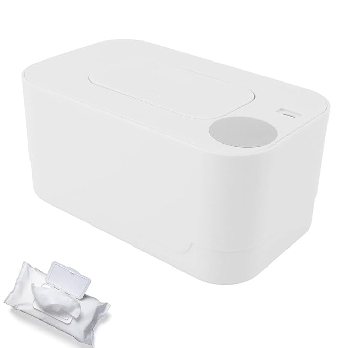 Baby Wipe Warmer and Baby Wet Wipes Dispenser, Refillable Constant Temperature Wipe Warmer, Portable Wipe Warmer USB Heating Wipe Case (White)