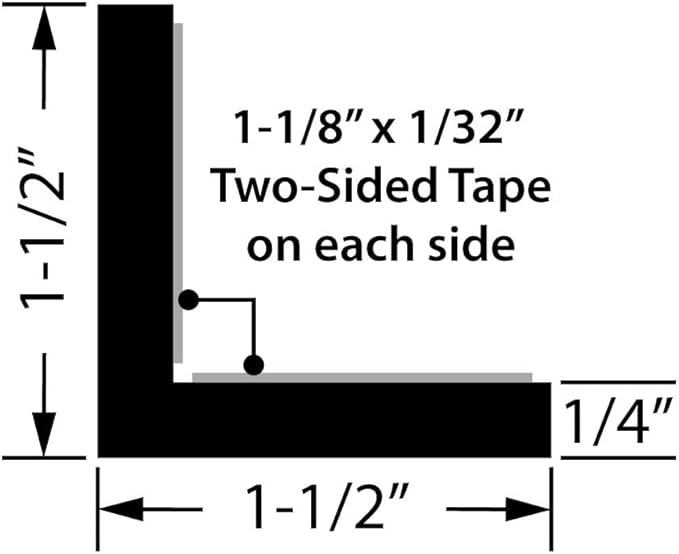 Outwater White 1-1/2" X 1-1/2" Styrene Angle with Adhesive on Both Sides, 4FT, Corner Protector