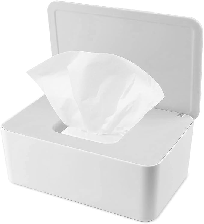 Rxan Wipes Dispenser, Wet Wipes Dispenser Holder Dustproof Tissue Storage Box Case with Lid for Home Office Desk
