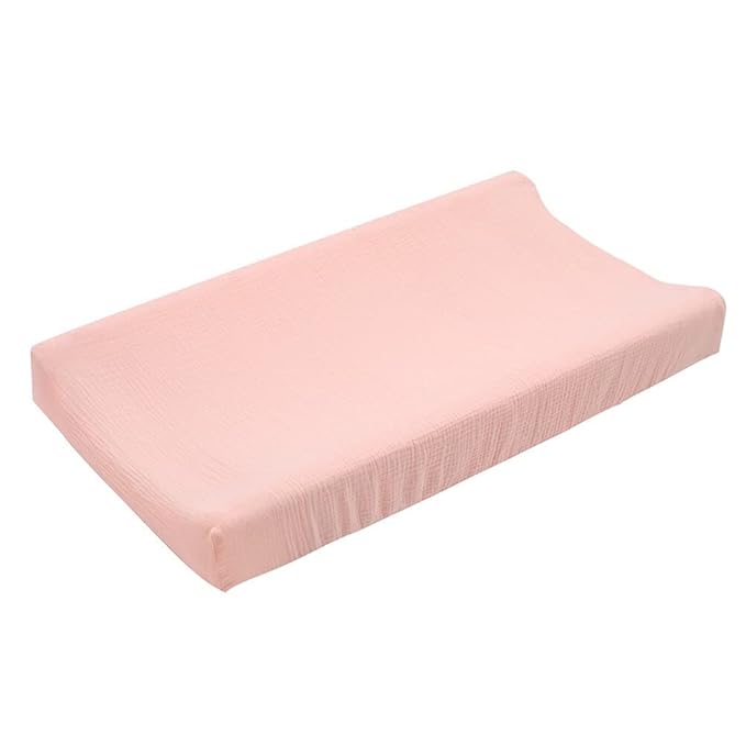 Cotton Changing Pad Cover,Unisex Diaper Change Table Sheet Ultra Soft Diaper Change Table Pad Cover Washable Changing Pad Sheets for Newborn,32in x 16in x 5in,Light Orange Pink
