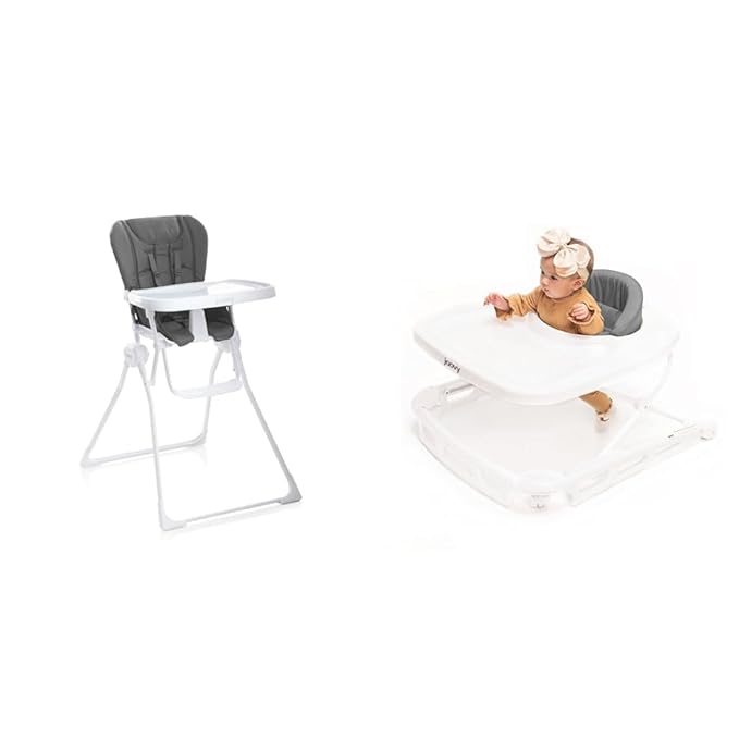 Joovy Nook High Chair Featuring Four-Position Adjustable Swing Open Tray, and Removable & Spoon Baby Walker & Activity Center Featuring Three Adjustable Heights