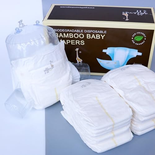 Geffen Baby - Biodegradable Bamboo Baby Diapers, Size 3, Master Box (4-Packs), 104 Total Pieces | Sustainable, Hypoallergenic, & Super Absorbent | Bamboo Viscose Fiber for Delicate Skin