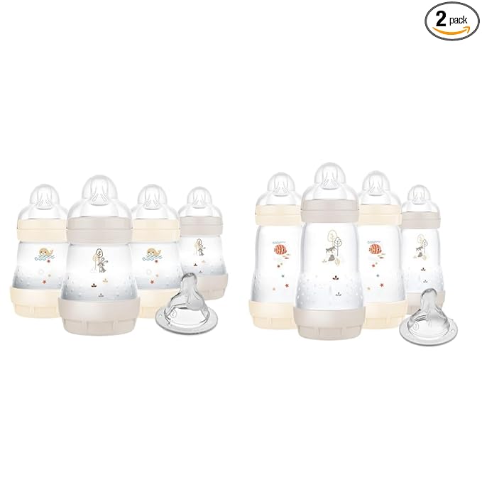 MAM Easy Start Anti-Colic Baby Bottles, 5 oz Slow Flow & 9 oz Medium Flow, Reduces Gas & Colic, BPA-Free, Self-Sterilizing, Bonus Fast Nipple