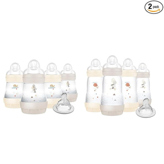 MAM Easy Start Anti-Colic Baby Bottles, 5 oz Slow Flow & 9 oz Medium Flow, Reduces Gas & Colic, BPA-Free, Self-Sterilizing, Bonus Fast Nipple