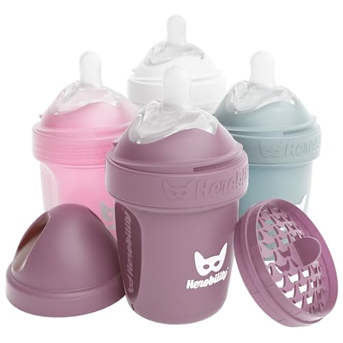 Herobility Double Anti-Colic Baby Bottle – 5 fl oz /140ml with Small Size Teats - Bundle