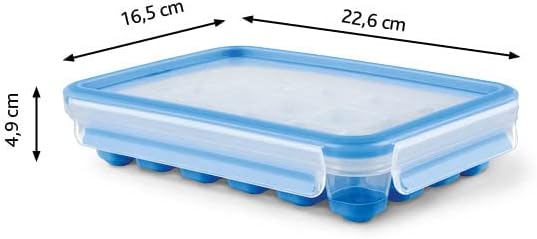 Emsa Clip and Close 2.0 Ice Cubes Box, Plastic, Blue/Transparent