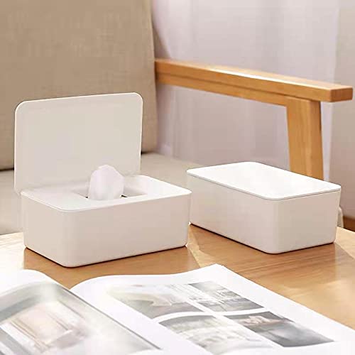 Baby Wipe Dispenser Holder, Baby Wipes Case, Baby Wipe Holder Keeps Diaper Wipes Fresh, Easy Open & Close Wipe Container (White)