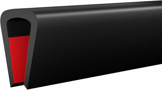 Silicone Edge Trim Self-Adhesive U Channel Silicone Edge Trim Edge Protector for Sheet Metal (Black, Fit 1/8" - L 10')